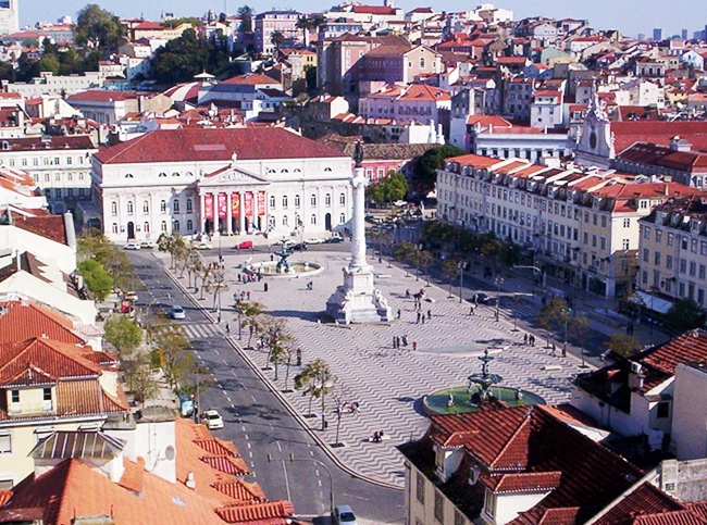 Praça Dom Pedro IV ou Praça do Rossio vista do elevador de Santa Justa